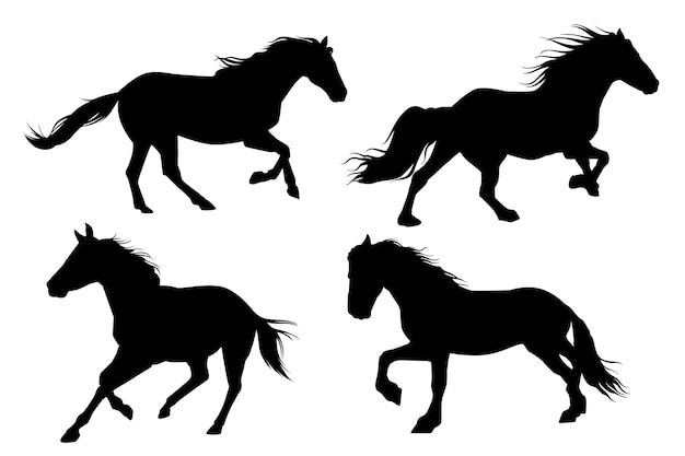 手描きの走っている馬のシルエット