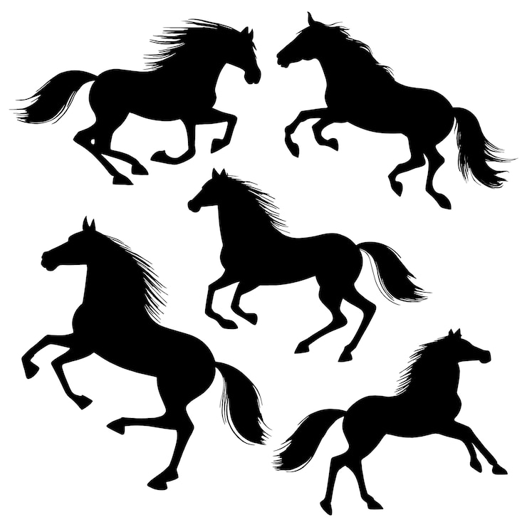 Free Vector hand drawn running horse silhouette