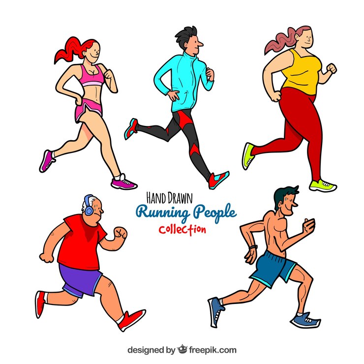 Free Vector hand drawn running people collection
