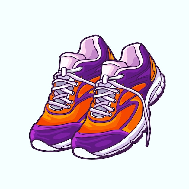 Hand drawn running shoes cartoon illustration