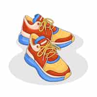 Free vector hand drawn running shoes cartoon illustration