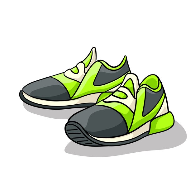 Hand drawn running shoes cartoon illustration