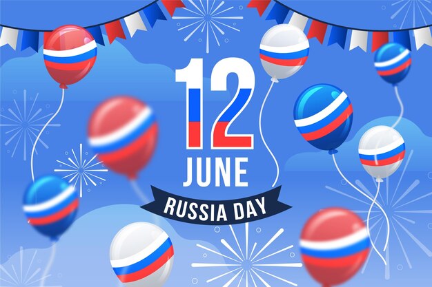 Hand drawn russia day background with balloons