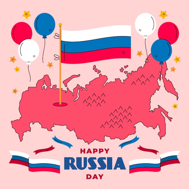 Vettore gratuito illustrazione disegnata a mano di giorno della russia