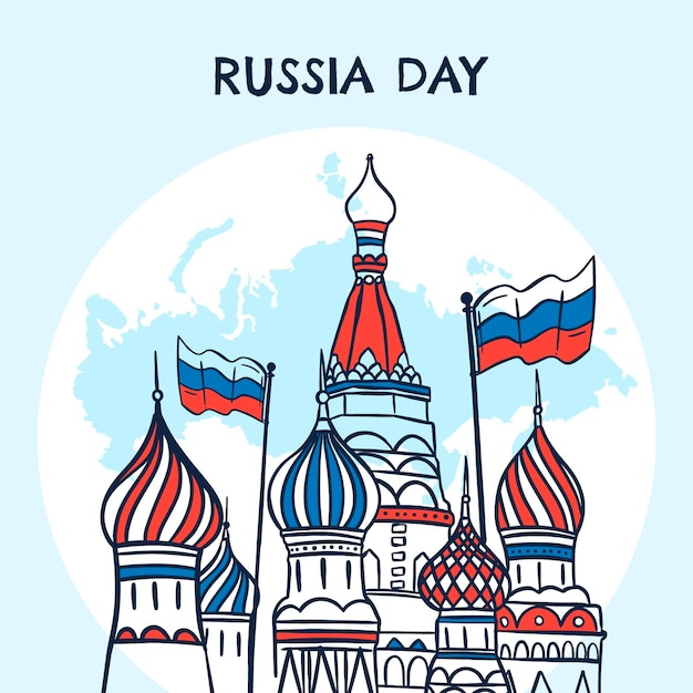 手描きのロシアの日のイラスト