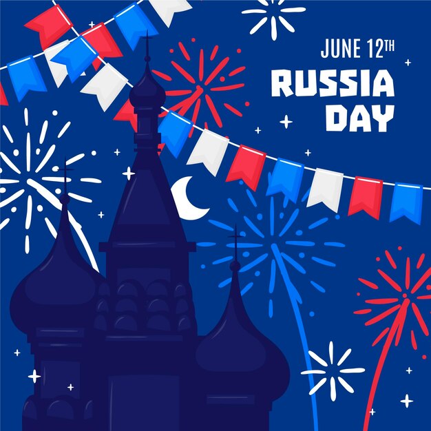 Hand drawn russia day illustration