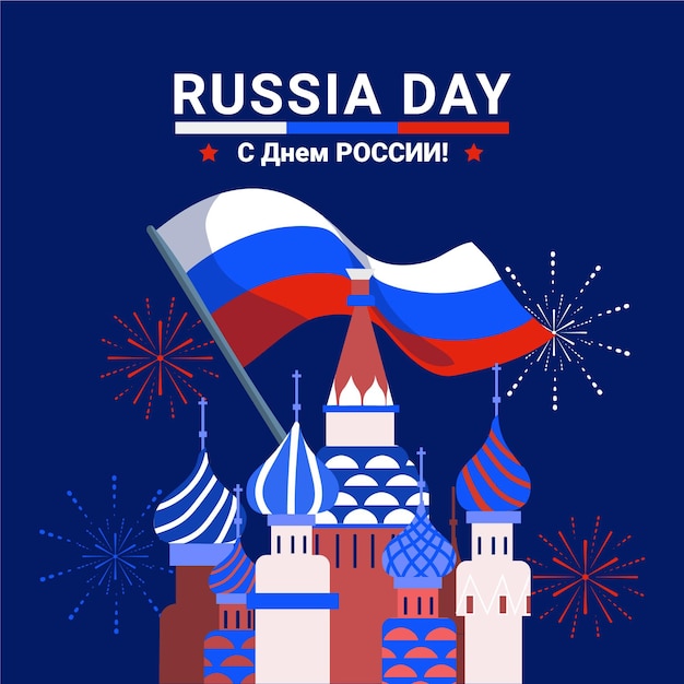 Hand drawn russia day illustration