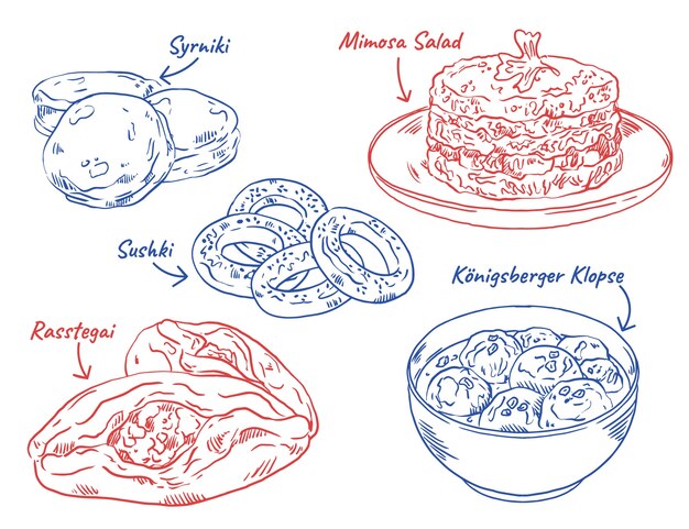 Hand drawn russian cuisine