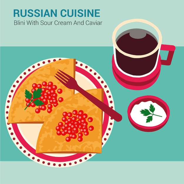 Free vector hand drawn russian cuisine