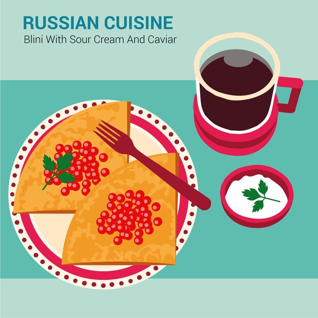 Hand drawn russian cuisine
