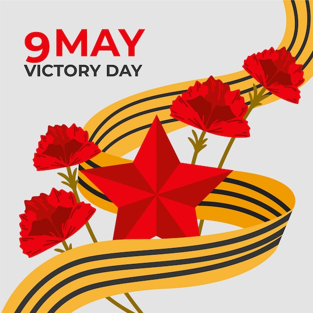 Free vector hand drawn russian victory day illustration