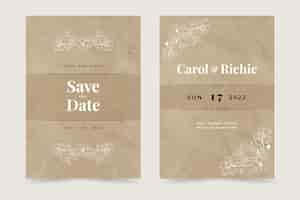 Free vector hand drawn rustic wedding invitations