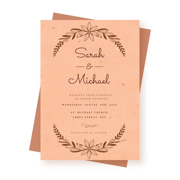 Hand drawn rustic wedding invitations