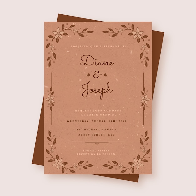 Hand drawn rustic wedding invitations