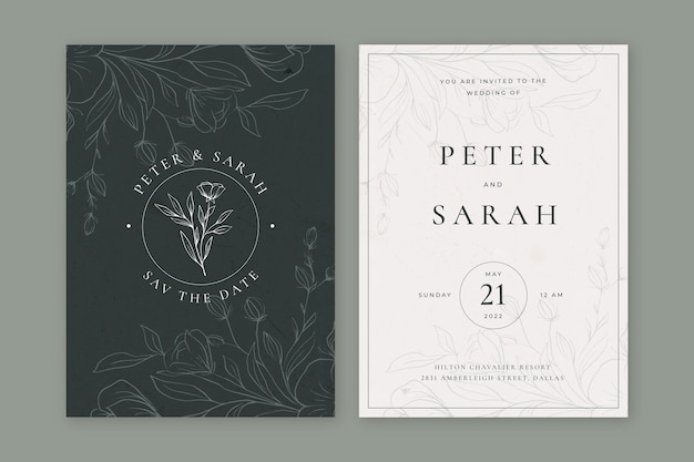 Free vector hand drawn rustic wedding invitations