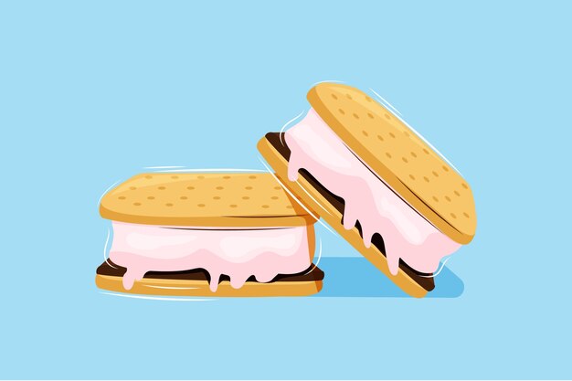 Hand drawn s'mores dessert illustrated