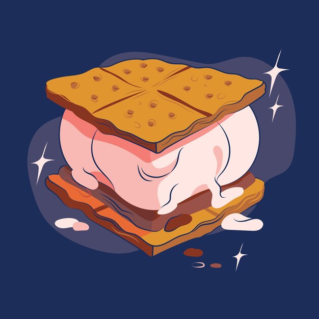 Hand drawn s'mores dessert illustrated