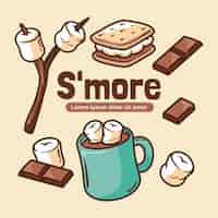 Free vector hand drawn s'mores dessert illustrated