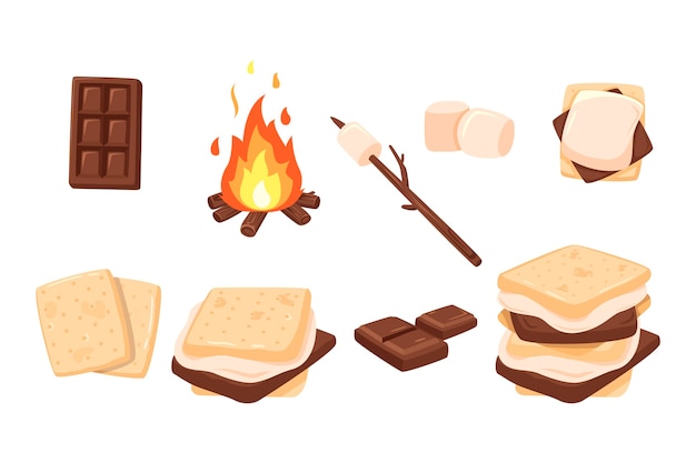 Hand drawn s'mores dessert illustrated