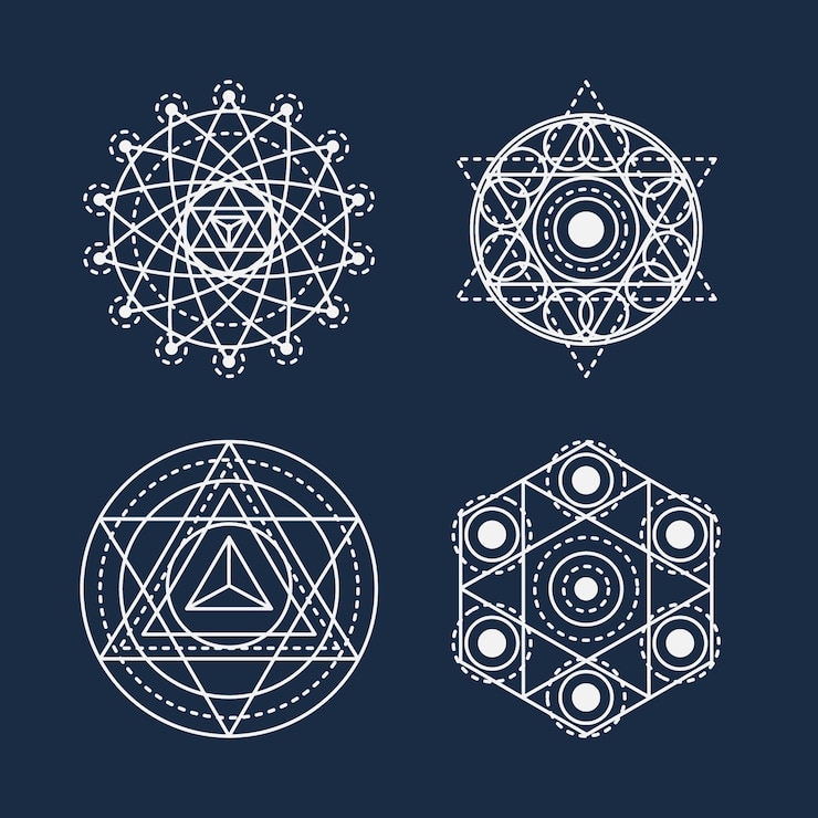 Free Vector hand drawn sacred geometry element collection