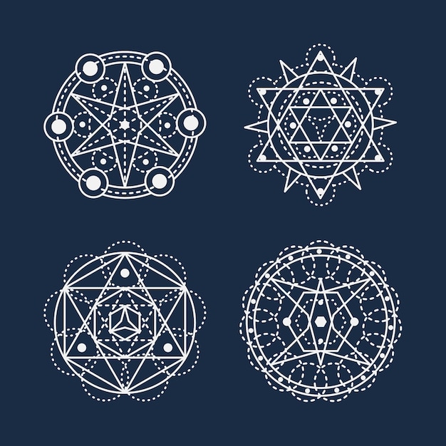 Collezione di elementi di geometria sacra disegnata a mano