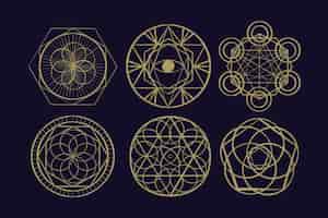 無料ベクター 手描きの神聖な幾何学要素のコレクション