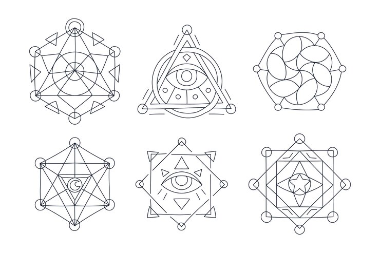 Free Vector hand drawn sacred geometry element collection