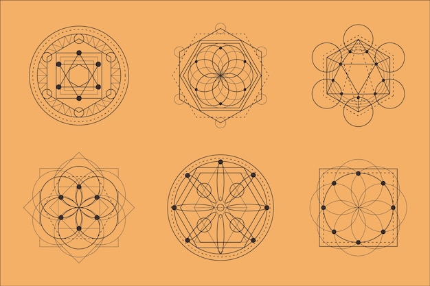 Vettore gratuito collezione di elementi di geometria sacra disegnata a mano