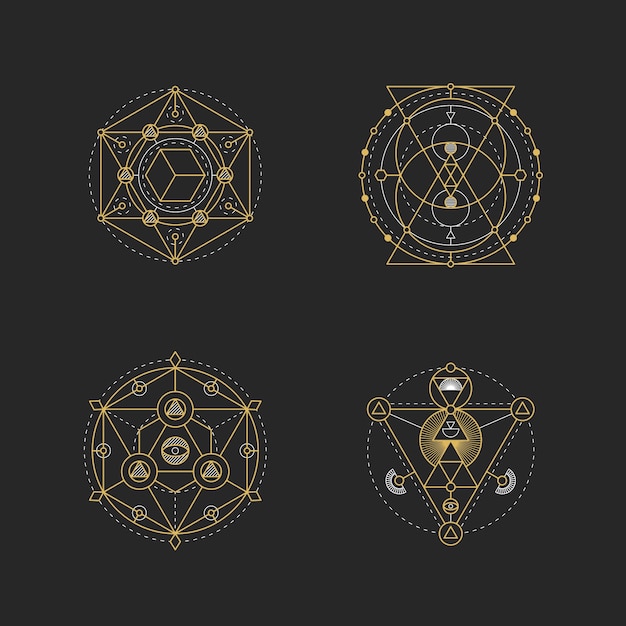 Free vector hand drawn sacred geometry element collection