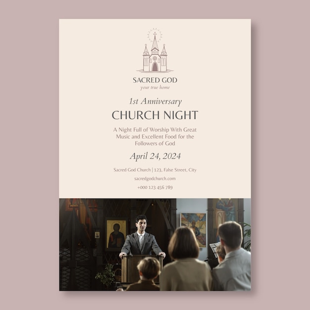 hand drawn sacred god church invitation
