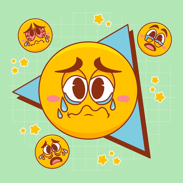 Vettore gratuito illustrazione emoji triste disegnata a mano