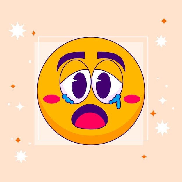 Hand drawn sad emoji illustration