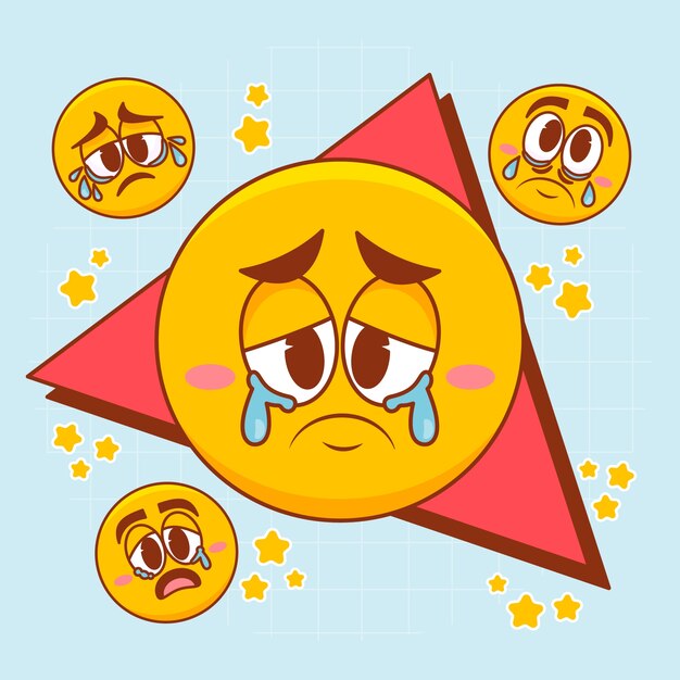 Hand drawn sad emoji illustration