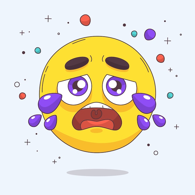 Illustrazione emoji triste disegnata a mano