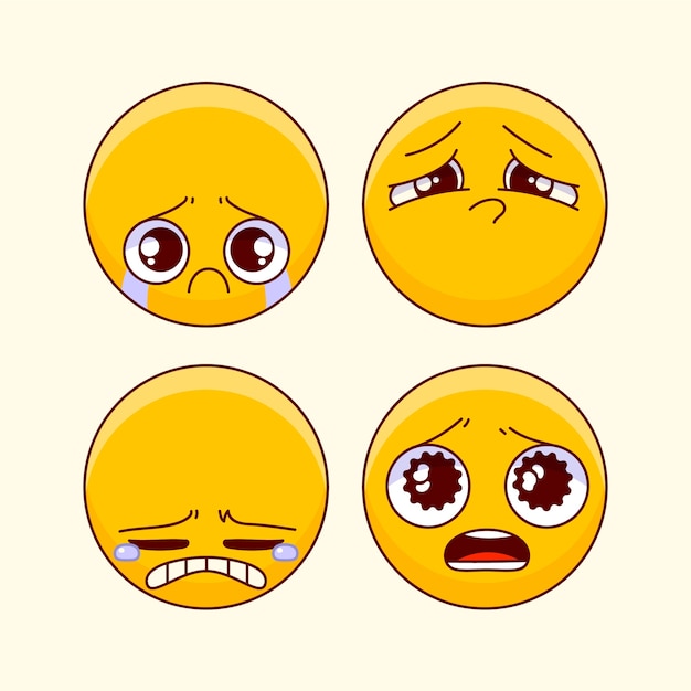 Vettore gratuito illustrazione emoji triste disegnata a mano