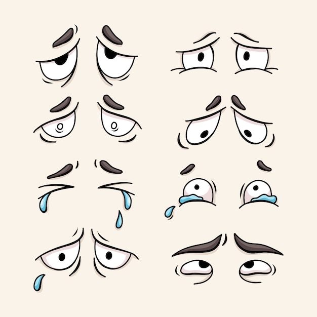 Free vector hand drawn sad eyes cartoon illustration