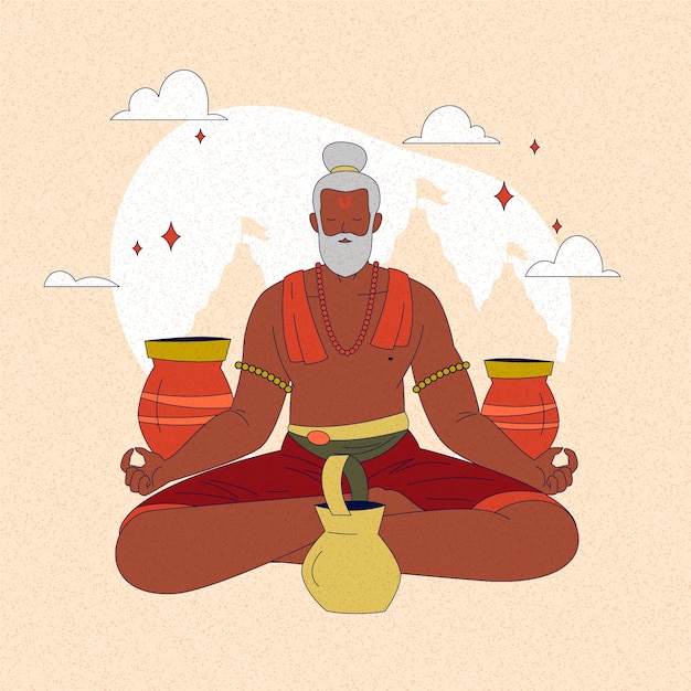 Free vector hand drawn sadhu illustration