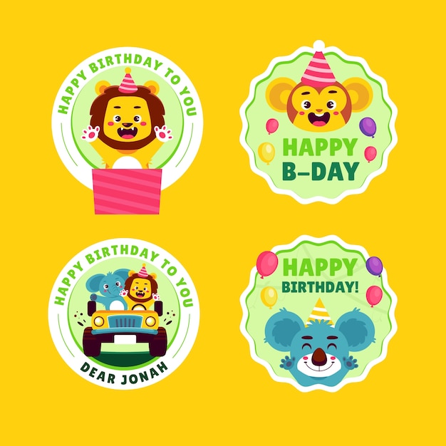 Free vector hand drawn safari party labels template