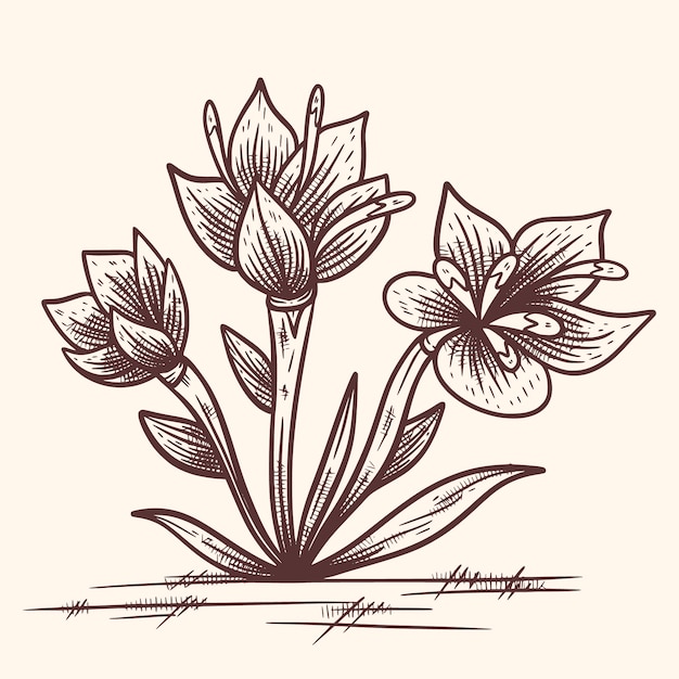 Free vector hand drawn saffron flower illustration