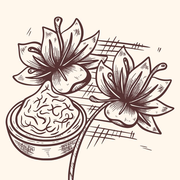 Hand drawn saffron flower illustration