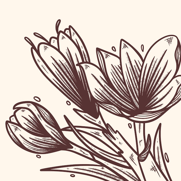 Free vector hand drawn saffron flower illustration