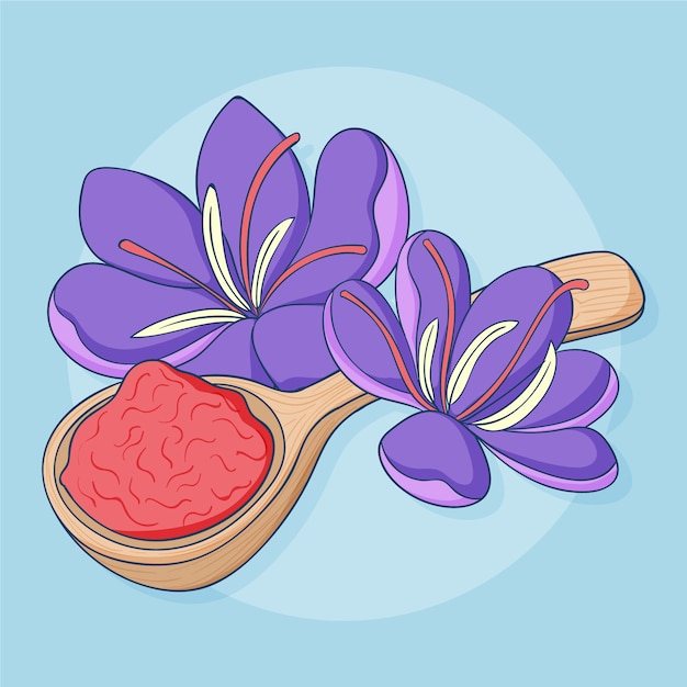 Hand drawn saffron plant illustration