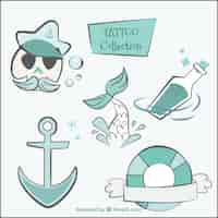 Free vector hand drawn sailor tattoos