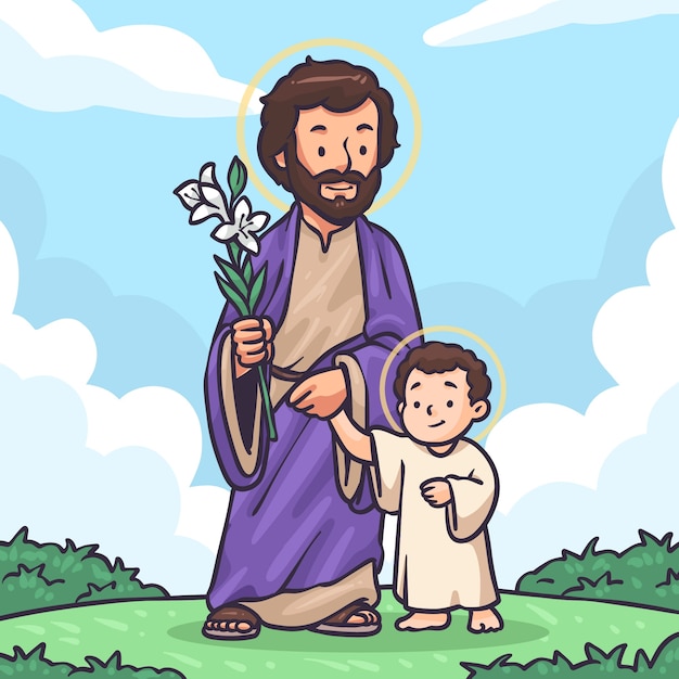 Hand drawn saint joseph illustration