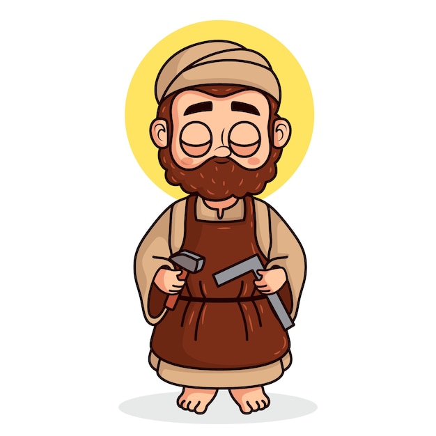 Hand drawn saint joseph illustration