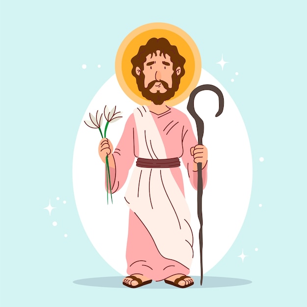 Бесплатное векторное изображение Нарисованная рукой иллюстрация святого иосифа