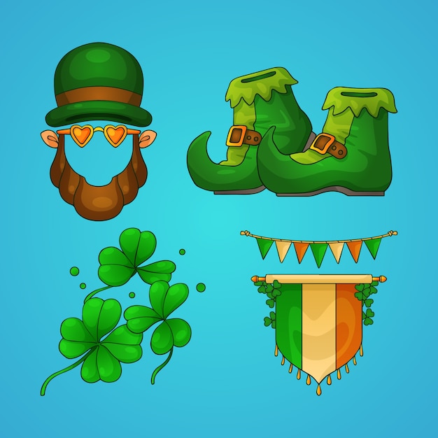 Free vector hand drawn saint patrick's day celebration design elements collection