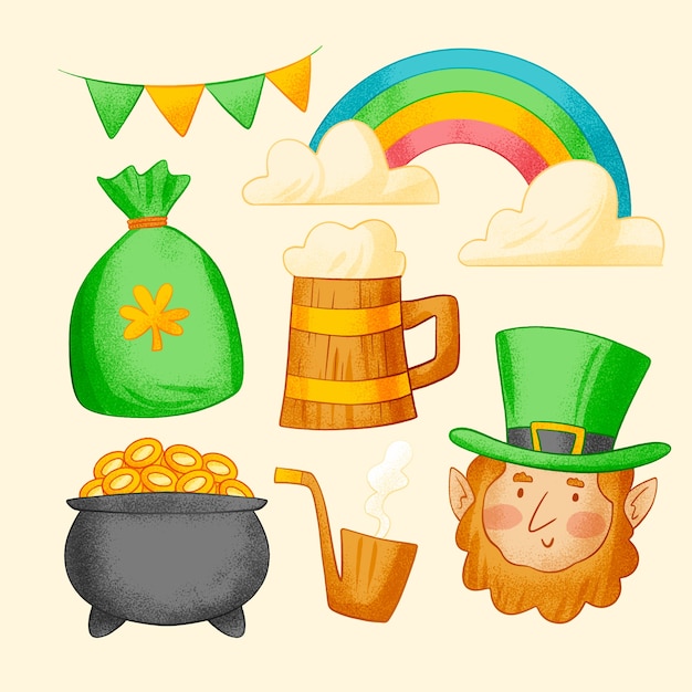 Free vector hand drawn saint patrick's day celebration design elements collection