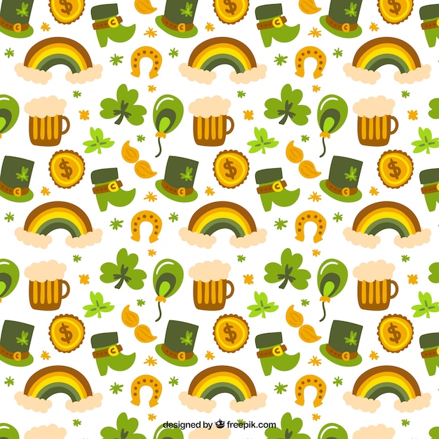 Hand drawn saint patrick's day elements pattern