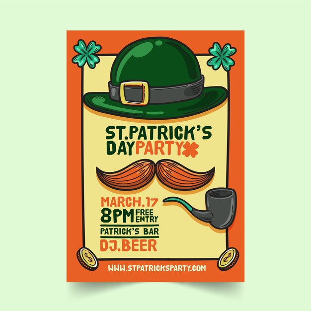 Hand drawn saint patrick's day flyer template